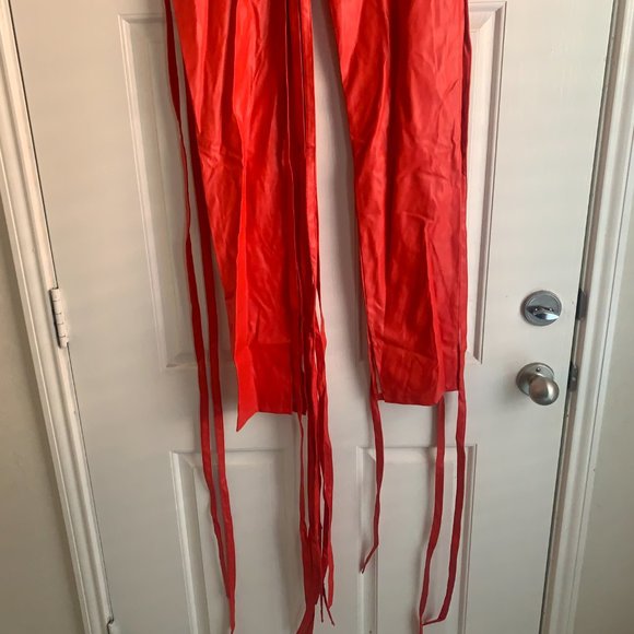Red Faux Leather String Pants - Picture 2 of 5